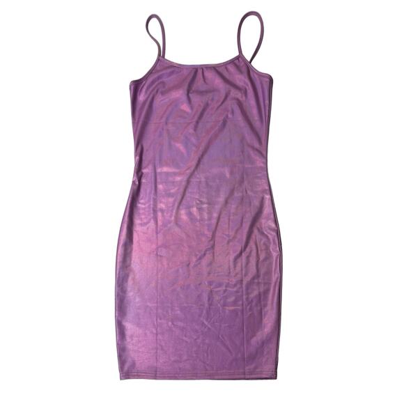 Purple Iridescent Spaghetti Strap Bodycon Mini Dress Medium - Picture 5 of 7